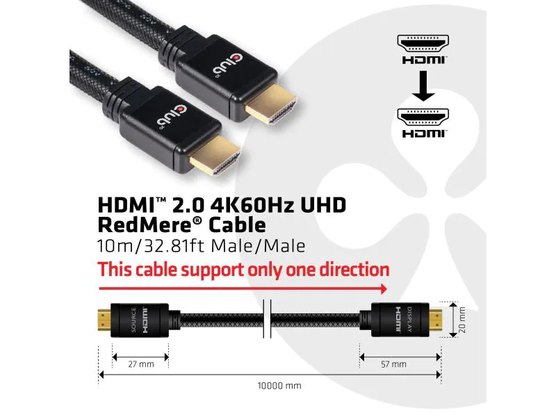 Club 3D Kabel HDMI 2.0 4K60Hz UHD RedMere, 10 m