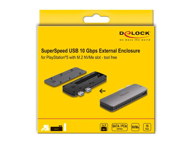 Delock Externes Gehäuse USB3.2 Gen 2 für PS5 mit M.2 NVMe Slot M.2