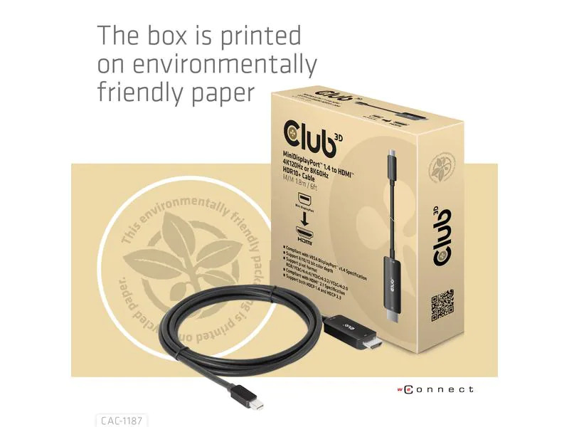 Club 3D Kabel CAC-1187 Mini-DisplayPort - HDMI, 1.8 m
