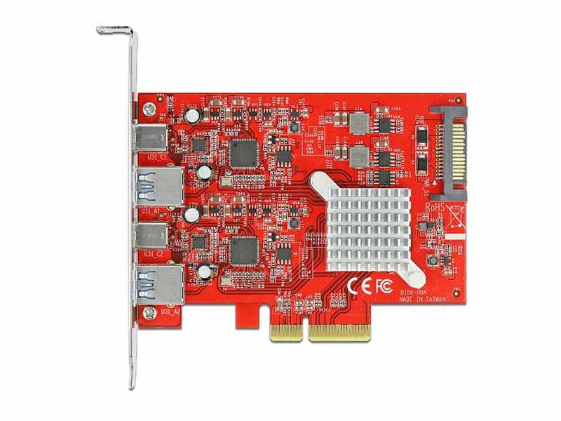 Delock PCI-Express-Karte 89041 USB 3.1 Gen2 - 2x USB-A + 2x USB-C