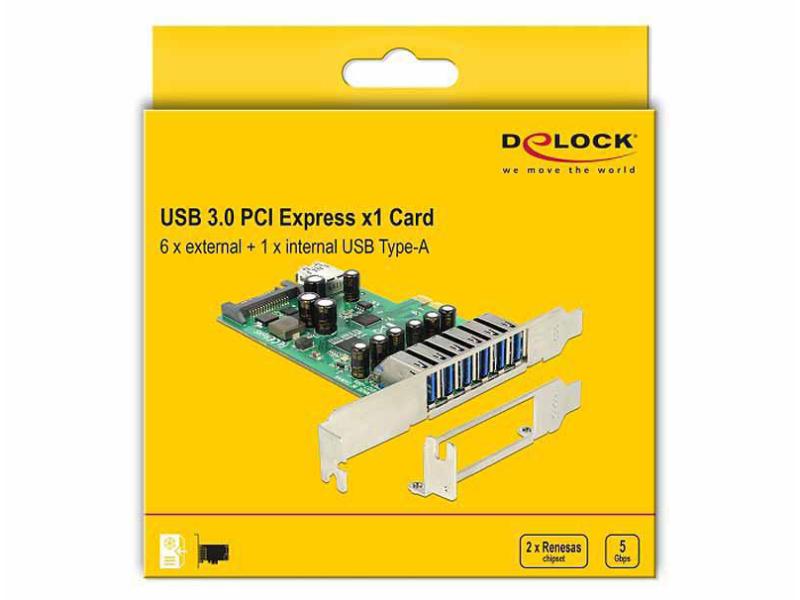 Delock PCI-Express-Karte 89377 USB 3.0 - 6x extern + 1x intern