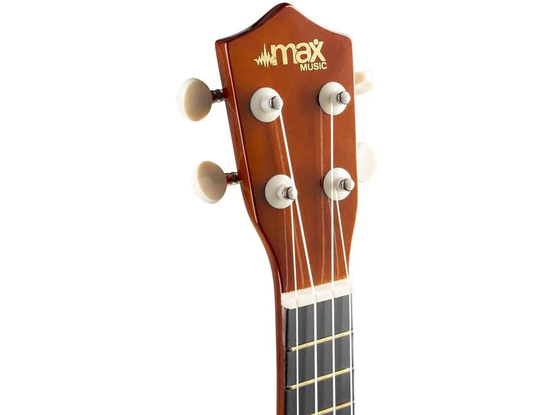 MAX Ukulele UKEY Set Soprano Dunkel Natur 21 Zoll