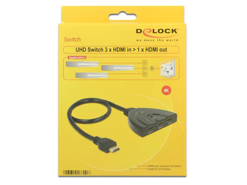 Delock Verteiler 3 Port HDMI Switch 4K/60Hz