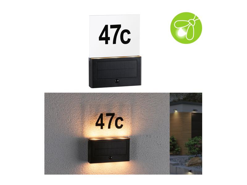 Paulmann Wandleuchte Solar Hausnummer, Neda, 2200K, Anthrazit