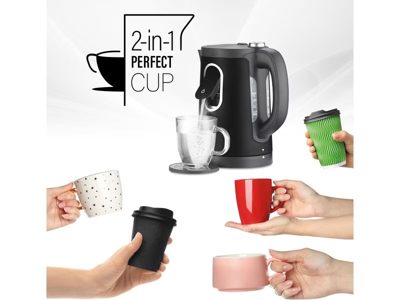 Trisa Wasserkocher 2-in-1 Perfect Cup, 1.5 l, Schwarz