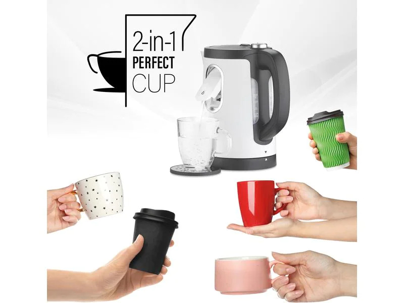 Trisa Wasserkocher 2-in-1 Perfect Cup, 1.5 l, Weiss