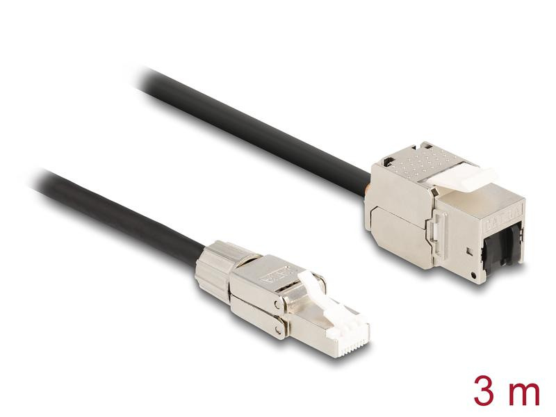 Delock Patchkabel RJ45 zu Keystone Cat 6A, S/FTP, 3 m