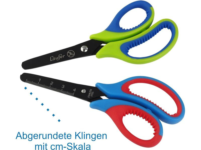 Läufer Kinderschere 13 cm, Edelstahl, Rechtshänder, Blau/Rot