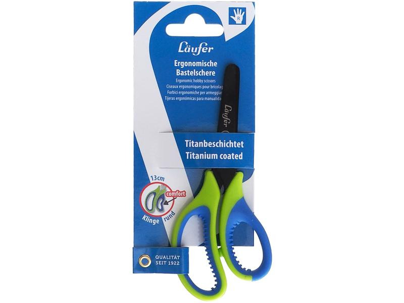 Läufer Kinderschere 13 cm, Edelstahl, Rechtshänder, Grün/Blau