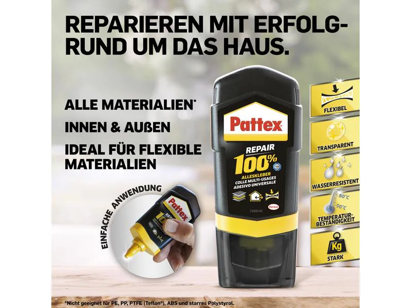 Pattex Alleskleber 100% Multi Power Kleber 50 g, Transparent