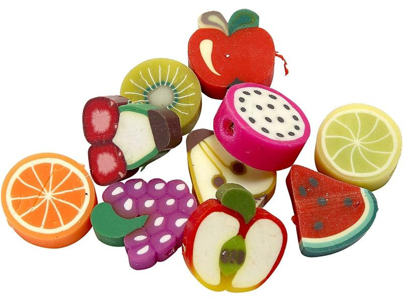 Creativ Company Perlen Ton Figurperlen 60 Stück, Frucht