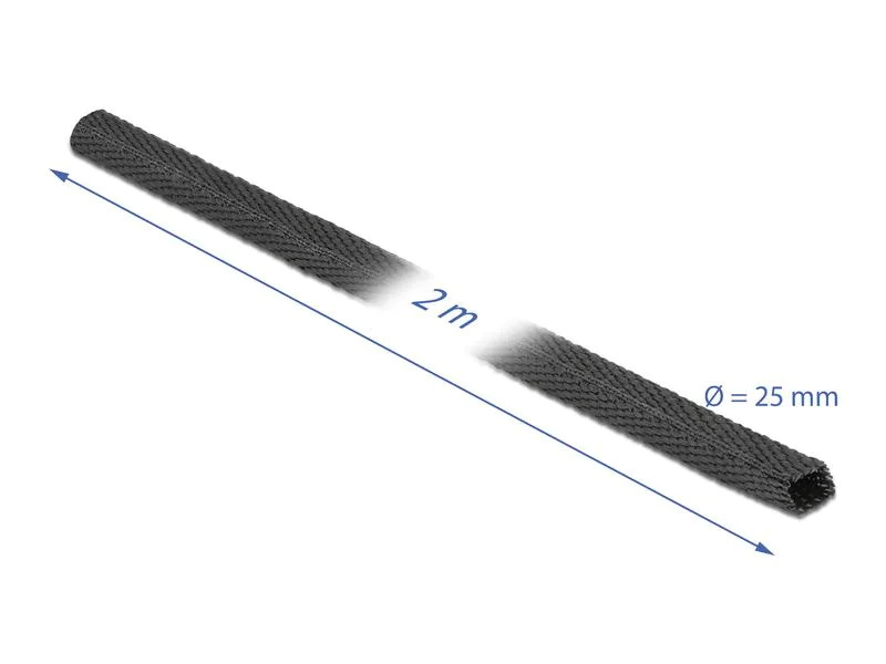 Delock Gewebeschrumpfschlauch 2 m x 25 mm Schwarz
