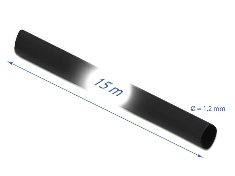 Delock Schrumpfschlauch 15m x 1,2mm Schwarz