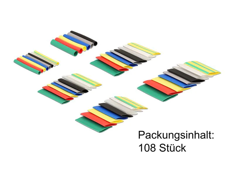 Delock Schrumpfschlauch Sortimentsbox 108-teilig, farbig, 4cm