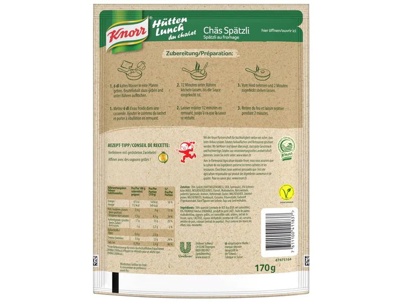 Knorr Hütten Lunch Chäs Spätzli 2 Portionen