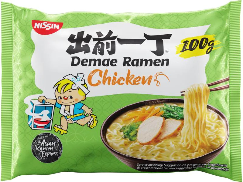 Nissin Fertiggericht Demae Ramen Nudelsuppe Huhn 2 x 100 g