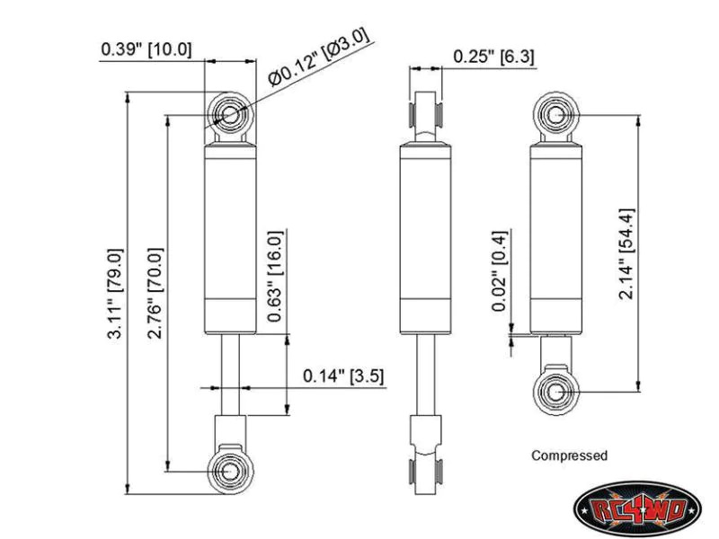 RC4WD Stossdämpfer White Shocks 70 mm