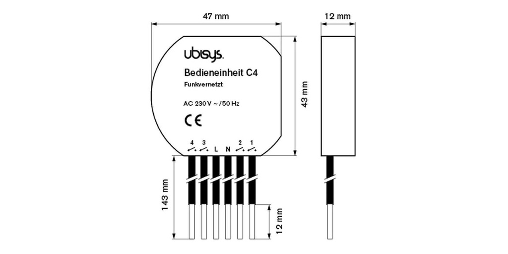 ubisys Bedieneinheit C4 ZigBee 3.0, 4-Fach