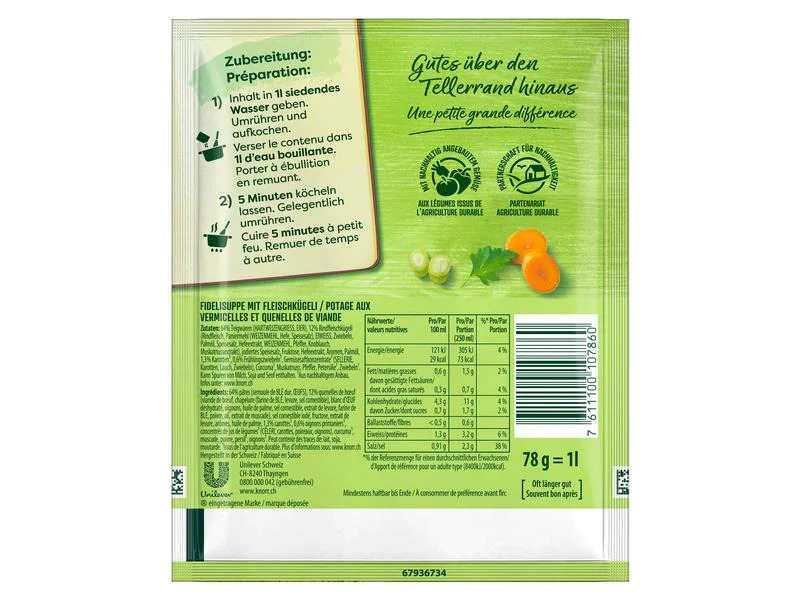 Knorr Fidelisuppe mit Fleischkügeli 4 Portionen