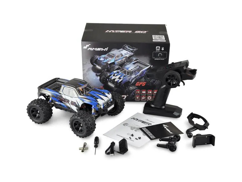 Amewi Monster Truck Hyper GO Brushed 4WD GPS, Blau 1:16, RTR