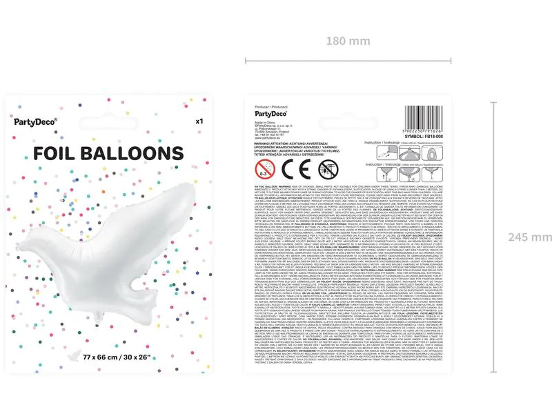 Partydeco Folienballon Taube Weiss