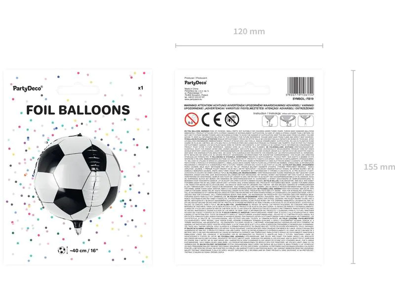 Partydeco Folienballon Fussball Schwarz/Weiss