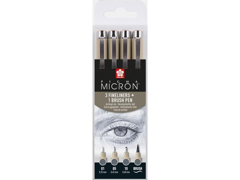 Sakura Fineliner Pigma Micron Kaltgrau, 4-teilig