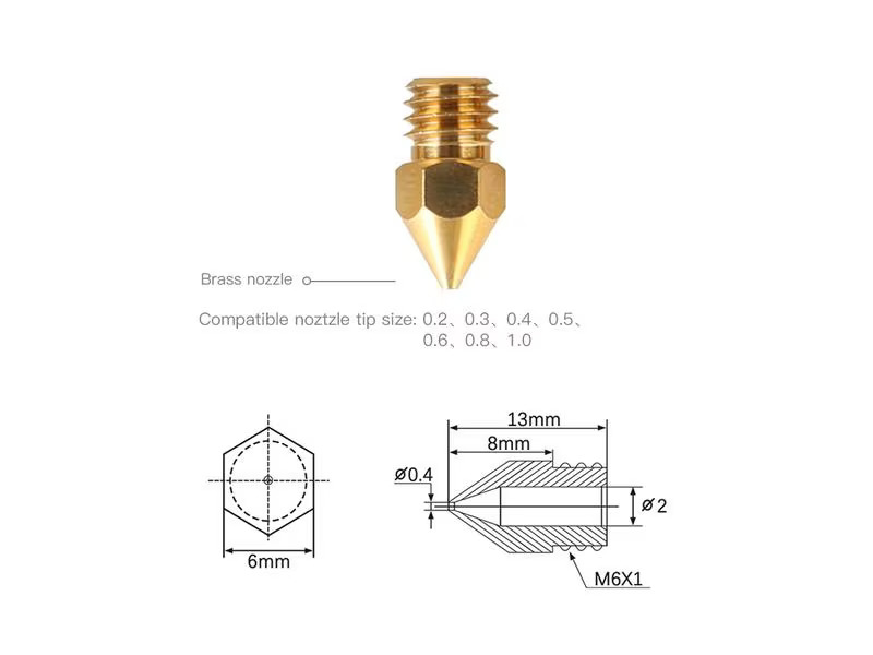 Creality Düsen-Set, Messing 0.2/0.3/0.4/0.5/0.6/0.8/1.0 mm, 24-Teilig