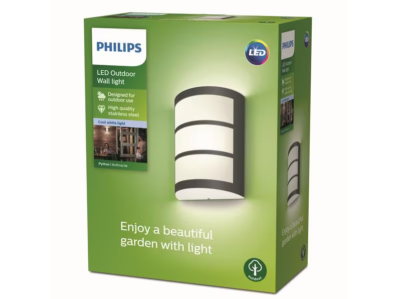 Philips Wandleuchte Python, 6W, 4000K, Anthrazit