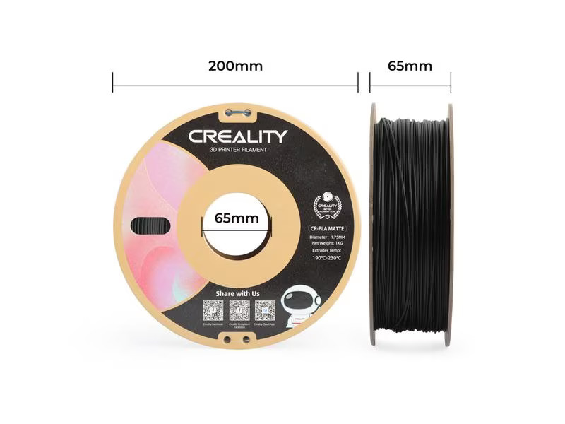 Creality Filament PLA, Mattschwarz, 1.75 mm, 1 kg