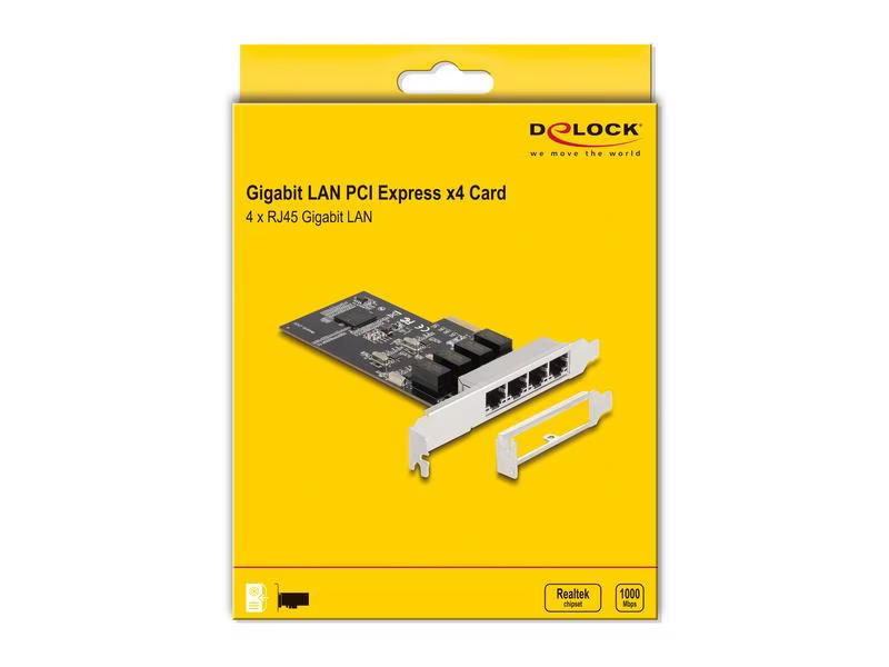 Delock Netzwerkkarte 4x RJ45 1Gbps, PCI-Express x4