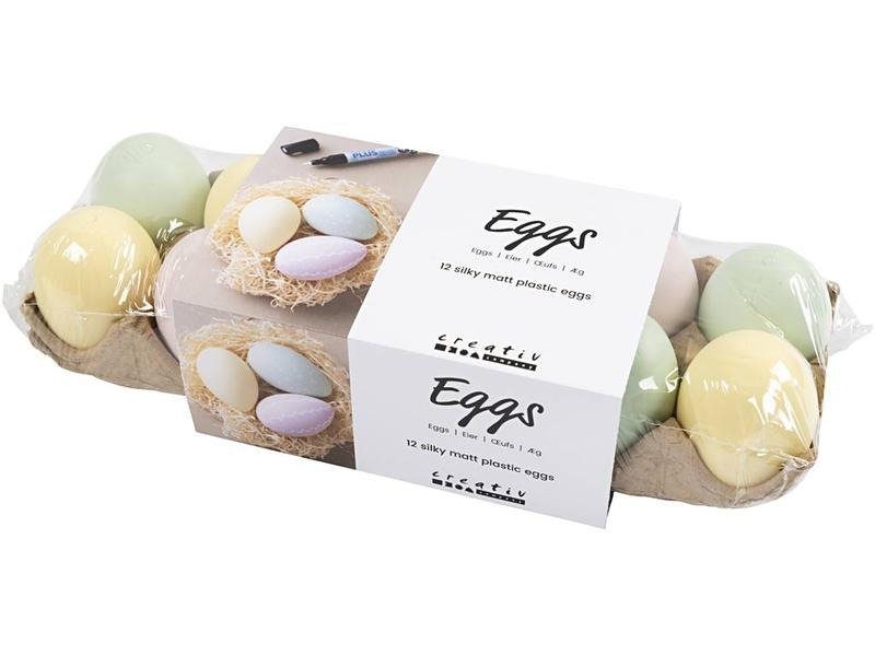 Creativ Company Eier aus Plastik 6 Stück, pastellfarben