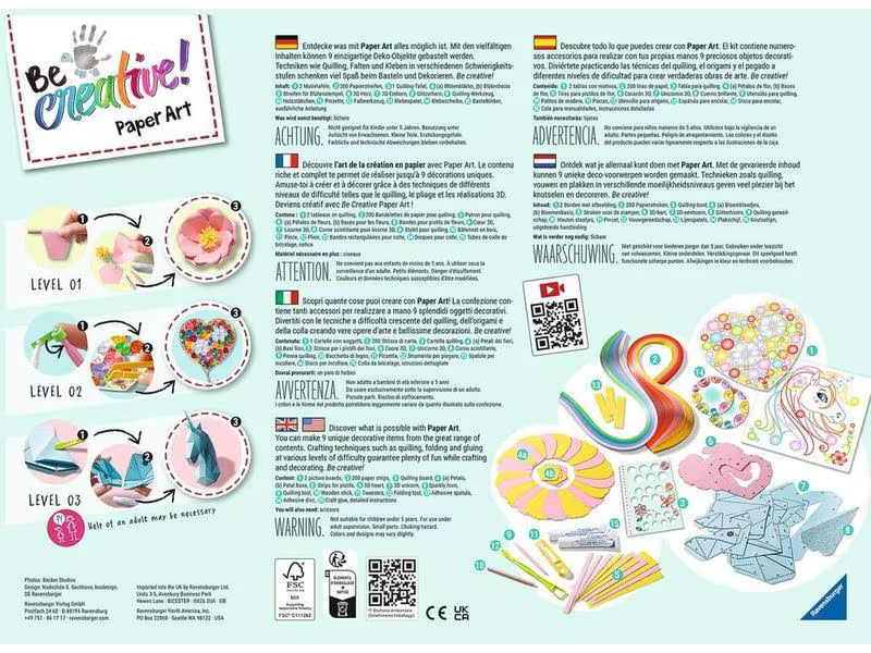 Ravensburger Bastelset Be Creative Paper Art Flowers &amp; Unicorn