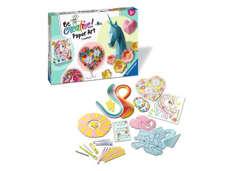 Ravensburger Bastelset Be Creative Paper Art Flowers &amp; Unicorn
