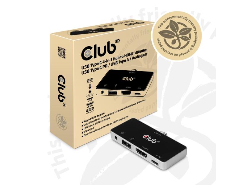 Club 3D Dockingstation CSV-1591 4-in-1 USB 3.1 Typ C 4K60Hz