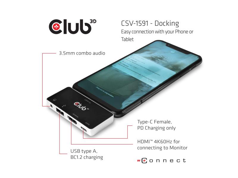 Club 3D Dockingstation CSV-1591 4-in-1 USB 3.1 Typ C 4K60Hz