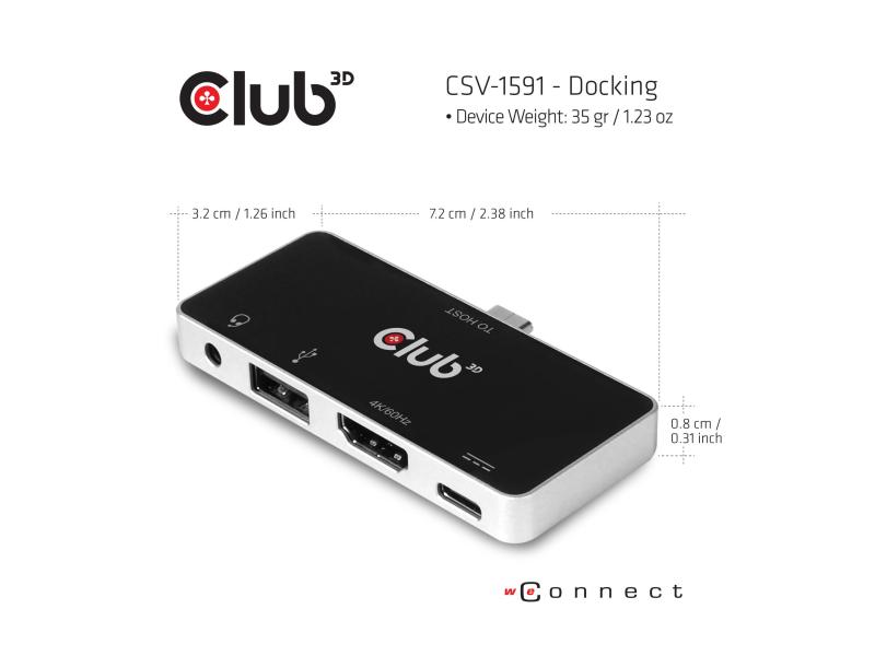 Club 3D Dockingstation CSV-1591 4-in-1 USB 3.1 Typ C 4K60Hz