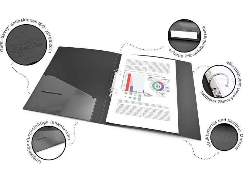 Rapesco Ringbuch Germ-Savvy A4, 4 Stück, Mehrfarbig