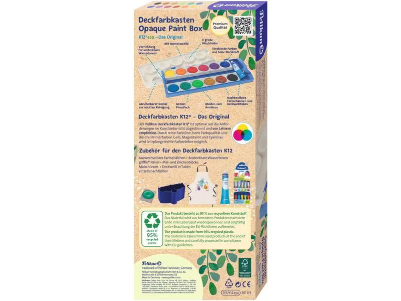 Pelikan Leuchtfarbe im Deckfarbkasten Eco, 12 Farben
