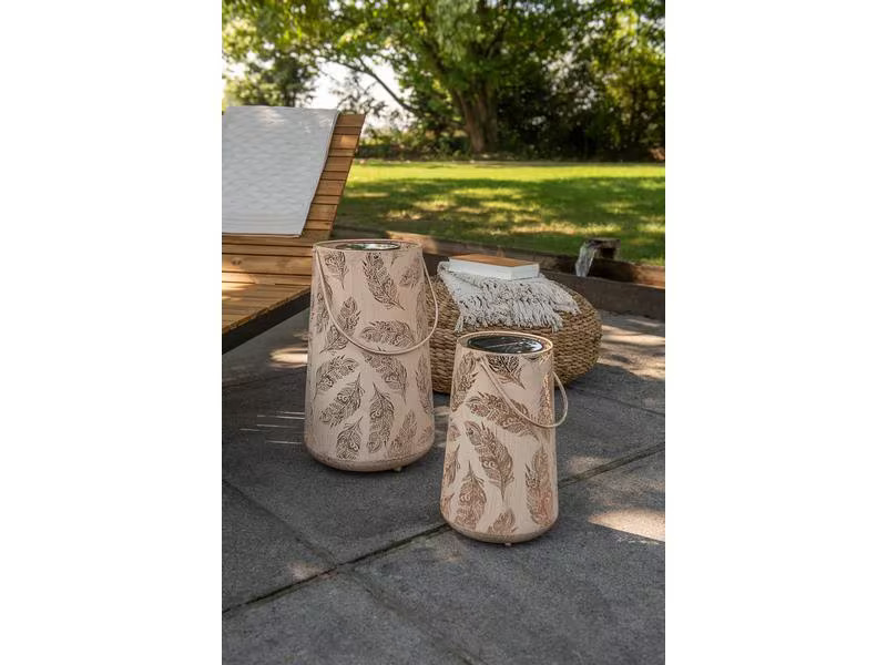STT Laterne Solar Antic Feather, Ø 20 cm, Sand