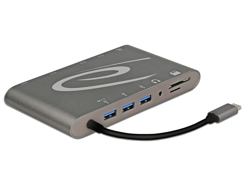 Delock Dockingstation USB 3.1 Typ-C - HDMI/MiniDP/VGA//SD