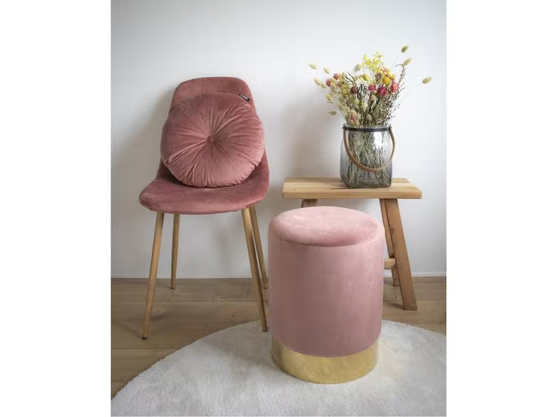 House Nordic Hocker Gamby Ø 34 cm, Messing/Rosa