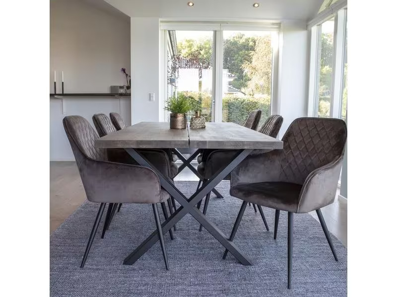 House Nordic Stuhl Harbo 65 x 57 x 87, Grau/Schwarz, 2 Stück