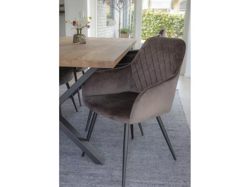 House Nordic Stuhl Harbo 65 x 57 x 87, Grau/Schwarz, 2 Stück