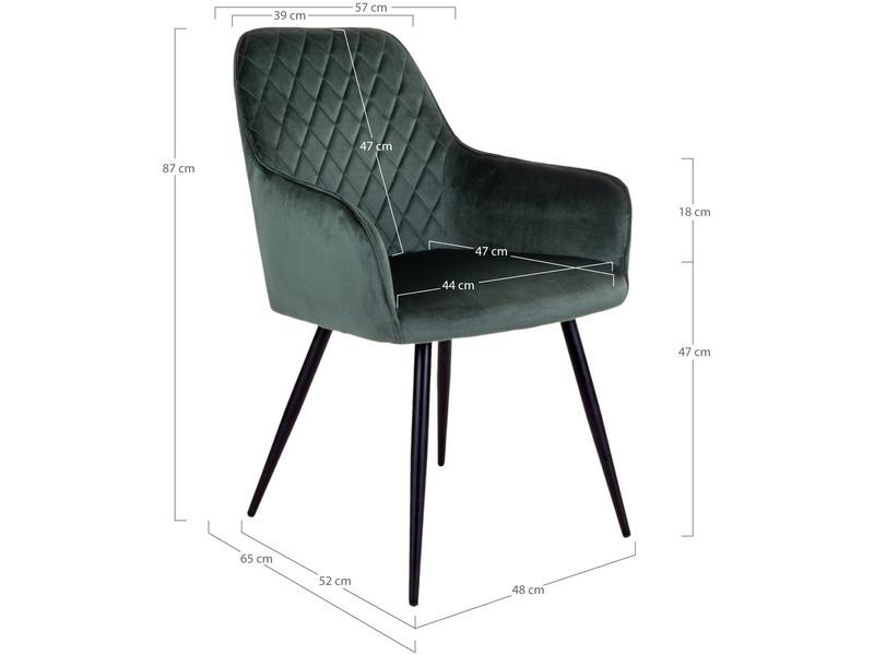 House Nordic Stuhl Harbo 65 x 57 x 87, Grün/Schwarz, 2 Stück