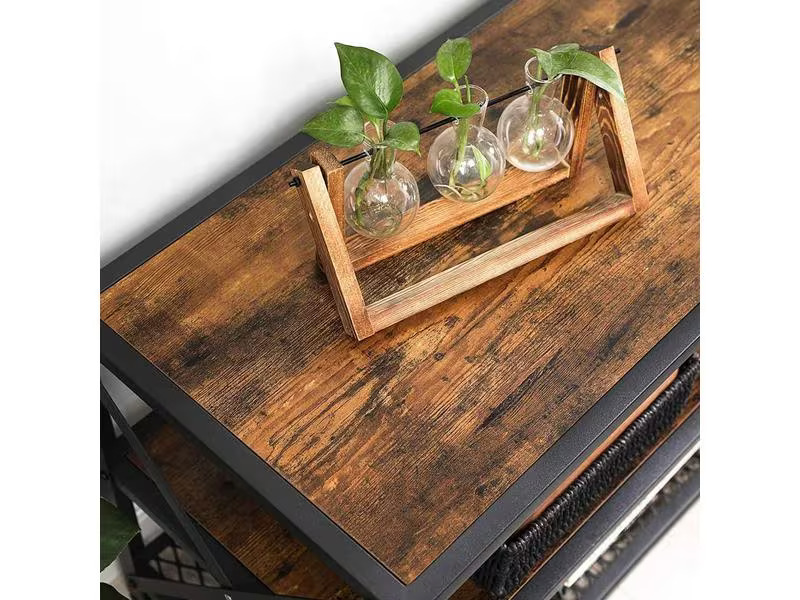 VASAGLE Fernsehschrank mit Ablagen 160 cm, Braun/Schwarz