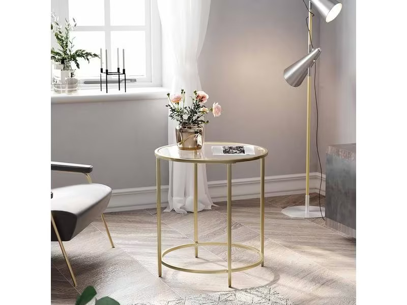 VASAGLE Beistelltisch rund, Gold