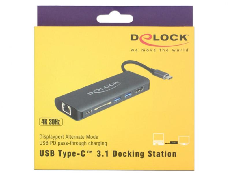Delock Dockingstation USB3.1 Typ-C - HDMI/LAN/SD/USB-A/USB-C PD