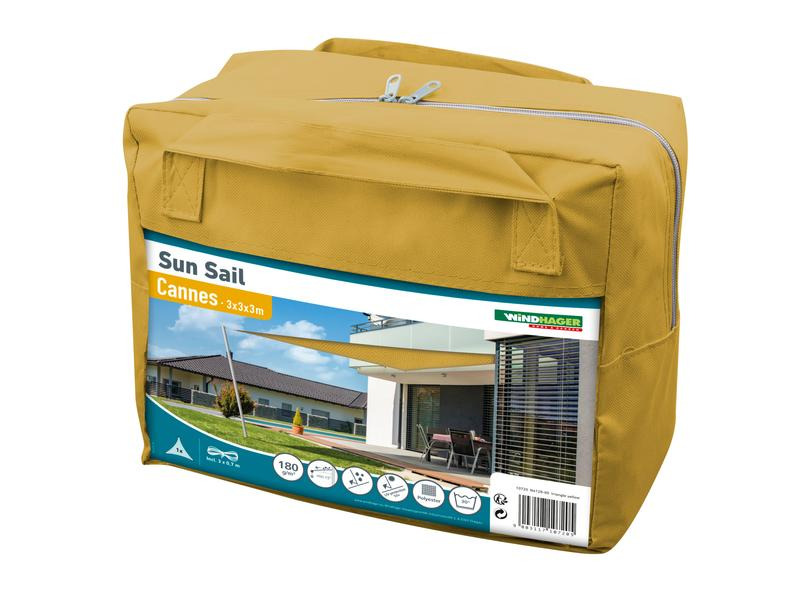Windhager Sonnensegel Cannes, 3 m, Dreieck, Gelb