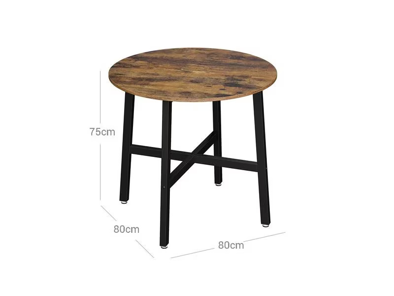 VASAGLE Tisch rund Braun/Schwarz